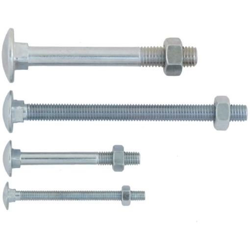 Picture of M10 x 200mm CSH Bolt & Nut Zinc Plated DIN603 