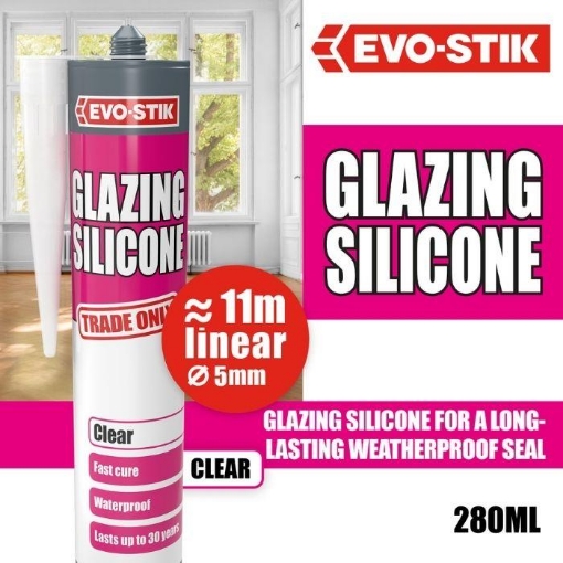 Picture of Bostik Evo-Stik Glazing Silicone Sealant Clear  Cartridge  