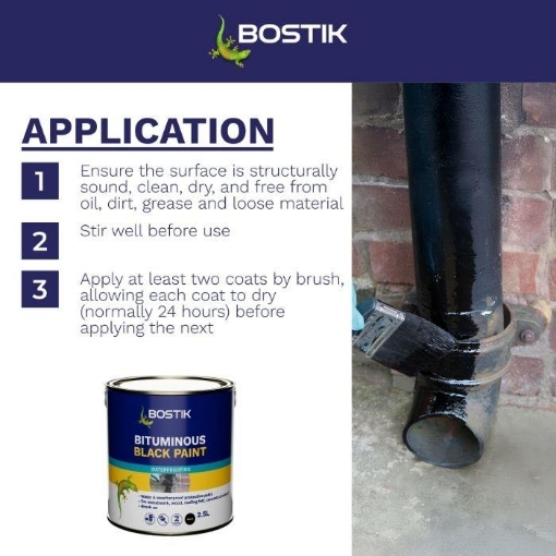 Picture of Bostik Waterproof Black Paint 2.5Ltr