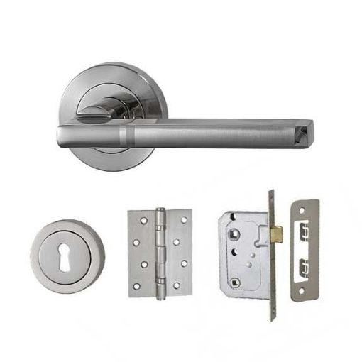 Picture of Basta Victoria Lockset With Hinges Satin Nickel