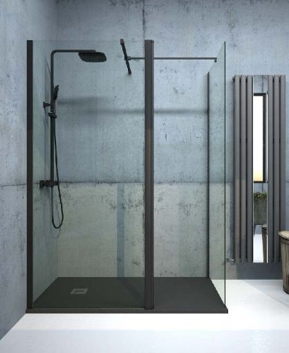 Picture of Aspect Wetroom Panel Matt Black 800mm