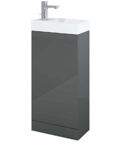 Picture of Sonas Basle Floor Standing Vanity Unit Gloss Grey 400 x 860 x 225mm