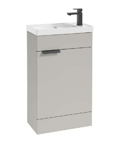 Picture of Stockholm 50 Floor Standing Cloakroom Unit 
Black Handle Matt Arctic
