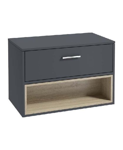 Picture of Malmo 80Cm Countertop Basin Night Sky Blue Matt - Chrome Handle