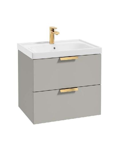 Picture of Stockholm Arctic Grey Matt 60Cm White Unit - Brushed Chrome Handles