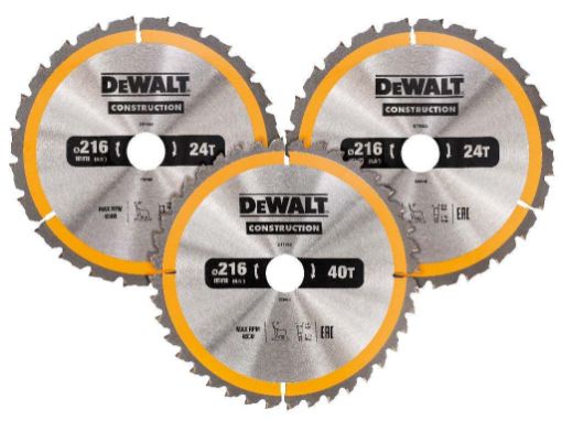 Picture of Dewalt Construction 216mm 3 Pack 2X 24T 1X 40T