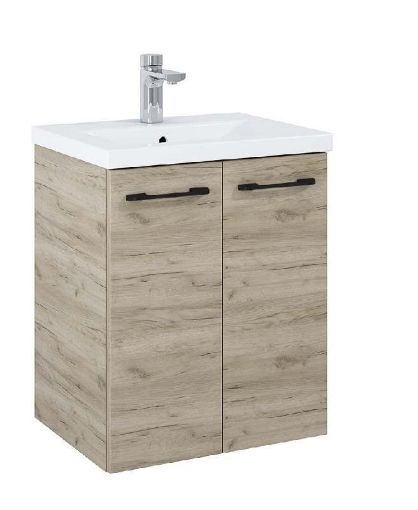 Picture of Otto Plus Craft Oak 60cm 2 Door Wall Hung Vanity Unit - D39cm