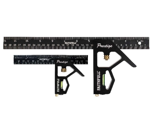 Picture of Faithfull Prestige Combination Square Black Aluminium 150mm / 300mm Twin Pack