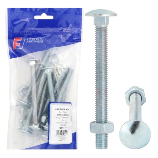 Picture of Forgepack Carriage Bolt Zinc Plated M10x100 Bag 10