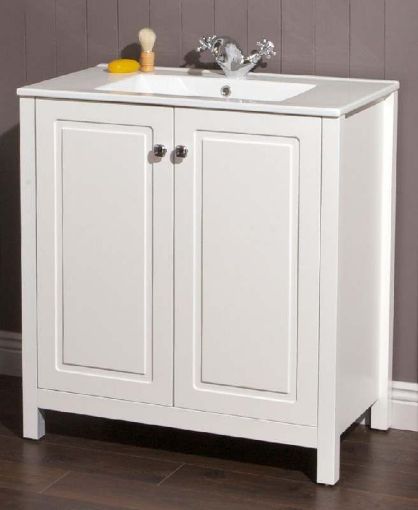 Picture of Kingston Chalk White Vanity Unit 80cm & Toledo Basin
