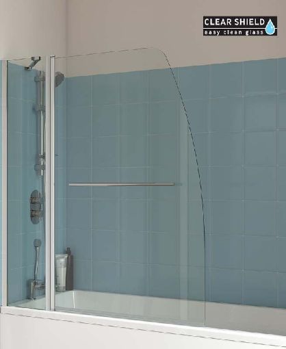 Picture of Lunar Sb4 Hinged Radius Bathscreen With Towel Rail - L1250 X H1400