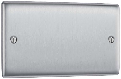 Picture of BG Nexus Brushed Steel 2 Gang Double Blank Plate