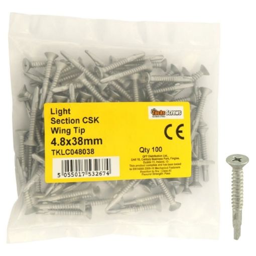 Picture of 4.8x38mm Countersunk Wing Light TEK Self Driller 100s - Light Section Steel to Steel