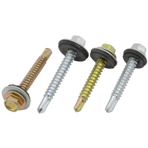 Picture of 5.5x25mm Hex Self Drill 2 Point Screw with Washer 100s - Light Section Steel to Steel