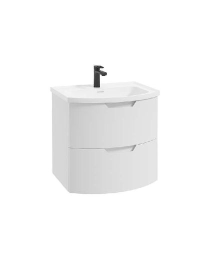 Picture of Sonas Arc 60cm 2 Drawer Wall Hung Vanity Unit Matt White - Matt Basin