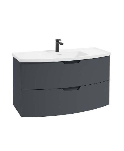 Picture of Arc 100cm 2 Drawer Wall Hung Vanity Unit matt Night sky Blue - Matt BA