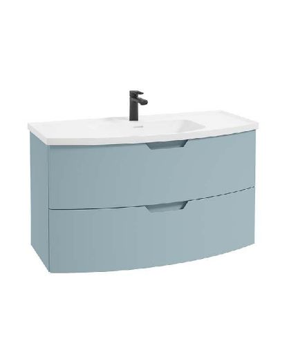 Picture of Arc 100cm 2 Drawer wall Hung Vanity Unit Matt  Morning Sky Blue - Matt