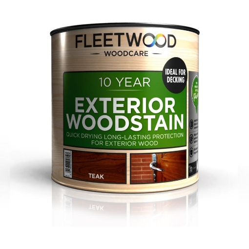 Picture of Fleetwood 1L 10 Year Exterior Woodstain Water Based Teak