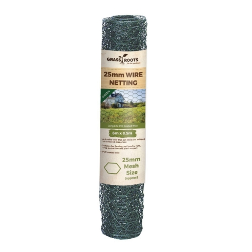 Picture of Grass Roots Green PVC Coated Wire Netting 25mm Mesh 0.5m x 6mtr Roll