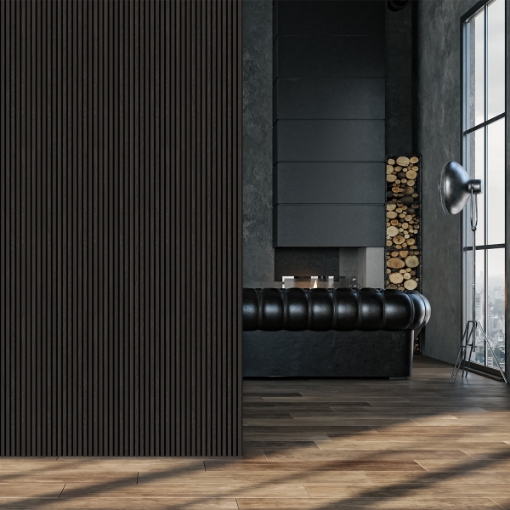 Picture of Fibrotech Basic Acoustic Panel 2.44mtr x 605 x 22mm Black Oak