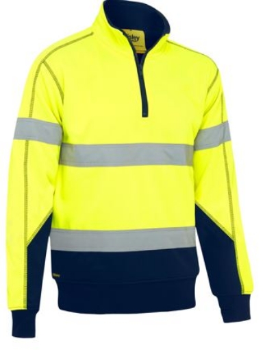Picture of Bisley Hi Vis Quarter Zip Yellow / Navy