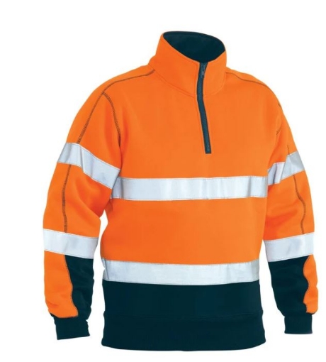 Picture of Bisley Hi Vis Quarter Zip Orange/ Navy 