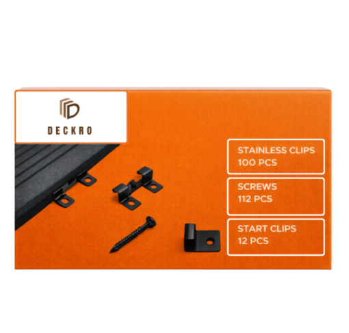Picture of Deckro 3D Wood Effect Wpc Composite Decking Installation Kit Black 4M2 (BLACK BOX)