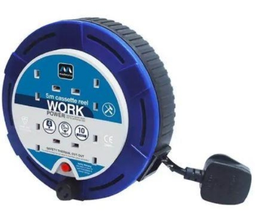 Picture of Masterplug 4 Socket 5M 10 Amp Cassette Reel Blue