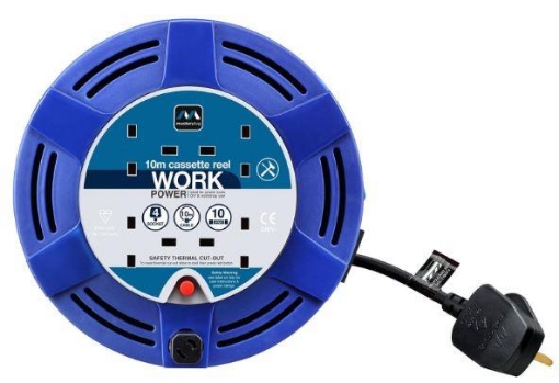 Picture of Masterplug 4 Socket 10M 10 Amp Medium Cassette Reel Blue