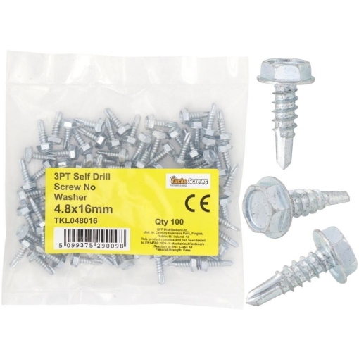 Picture of 5.5x19mm Hex Self Drilling 3 Point Screw No Washer 100s - Light Section Steel to Steel