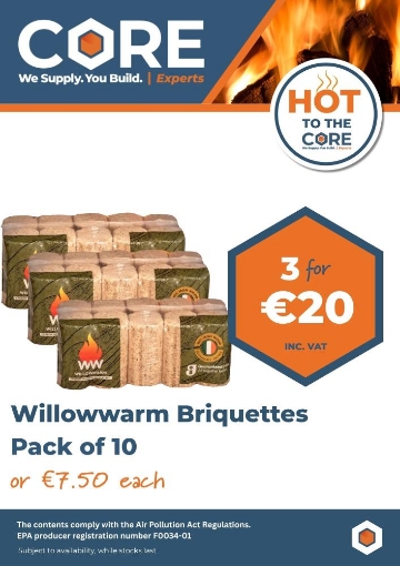Picture of Willowwarm Carbon Neutral Briquettes Pack of 10 ** 3 for €20**
EPA Registration No. F0061-01