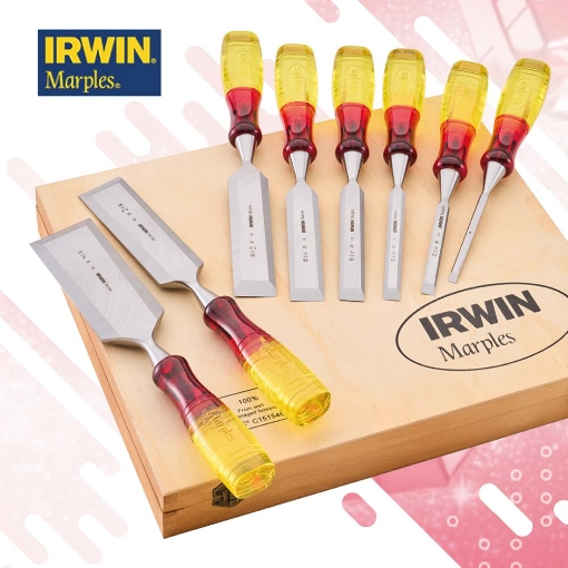 Picture of Irwin M373 Bevel Edge Chisel Splitproof Handle Set, 8 Piece